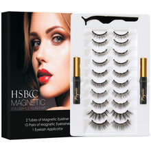 Load image into Gallery viewer, HSBCC 10 Pairs Reusable 3D 5D Magnetic Eyelashes and Eyeliner Kit